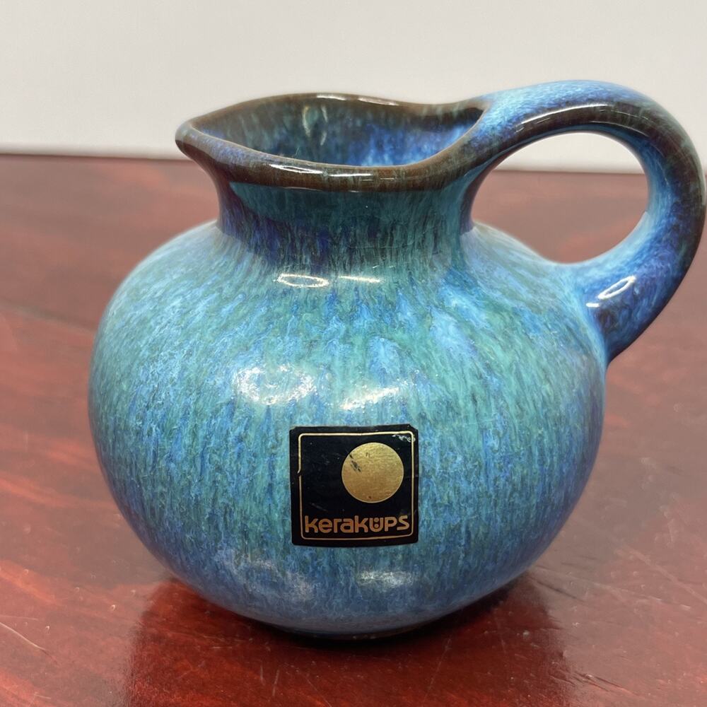 Kerakups Pottery Pitcher Blue Small 4 X 3